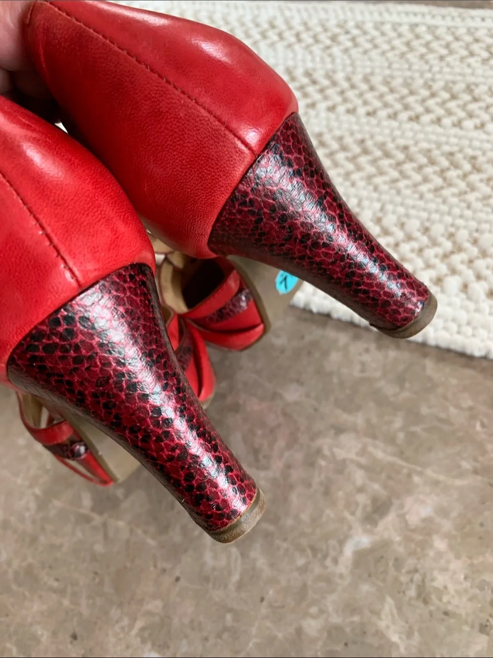Miz Mooz Red Strappy Maryjane leather Block Heels retro 7.5 store model